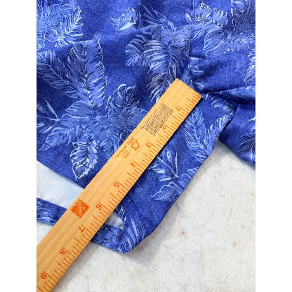 Tommy Bahama Mens Blue Tropical Palm Leaf Cargo Swim Trunks Board Shorts L